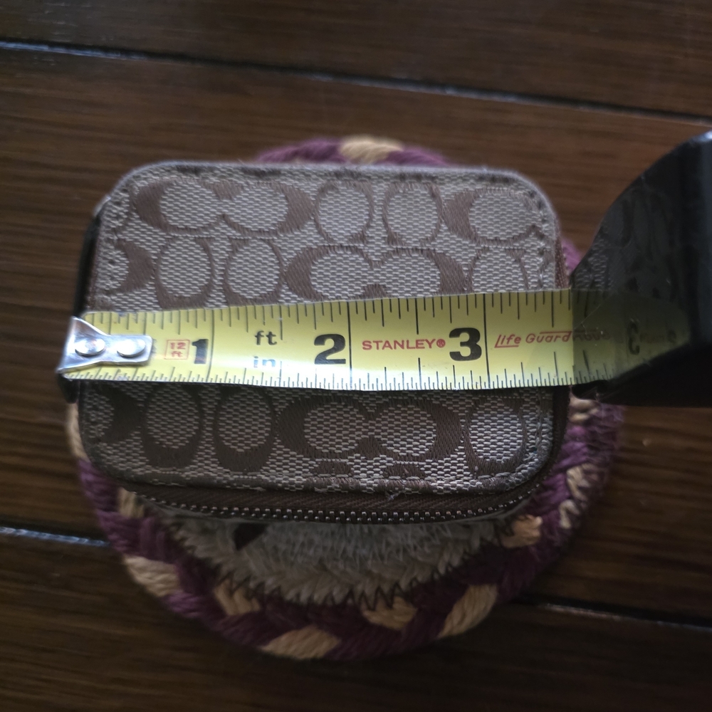 COACH Triple Pill Case Small Brown Signature C's With Brown Trim - Picture 5 of 6